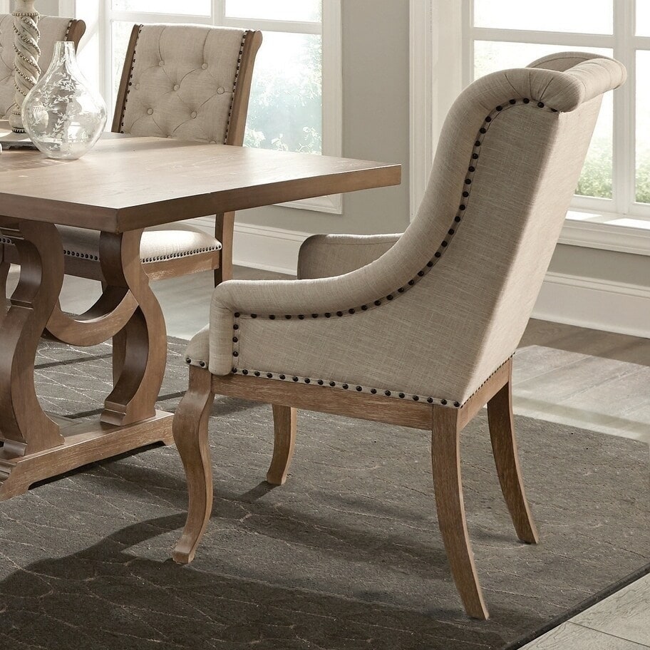 Upholstered Dining Room Chairs With Arms - Parkins Cream Upholstered