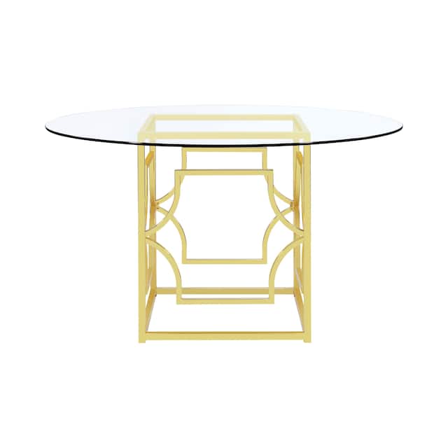Silver Orchid Crawford Metallic Square Dining Table Base
