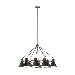 Hewitt Steel 6 light White Shade Chandelier Hewitt Steel 6 light White Shade Chandelier
