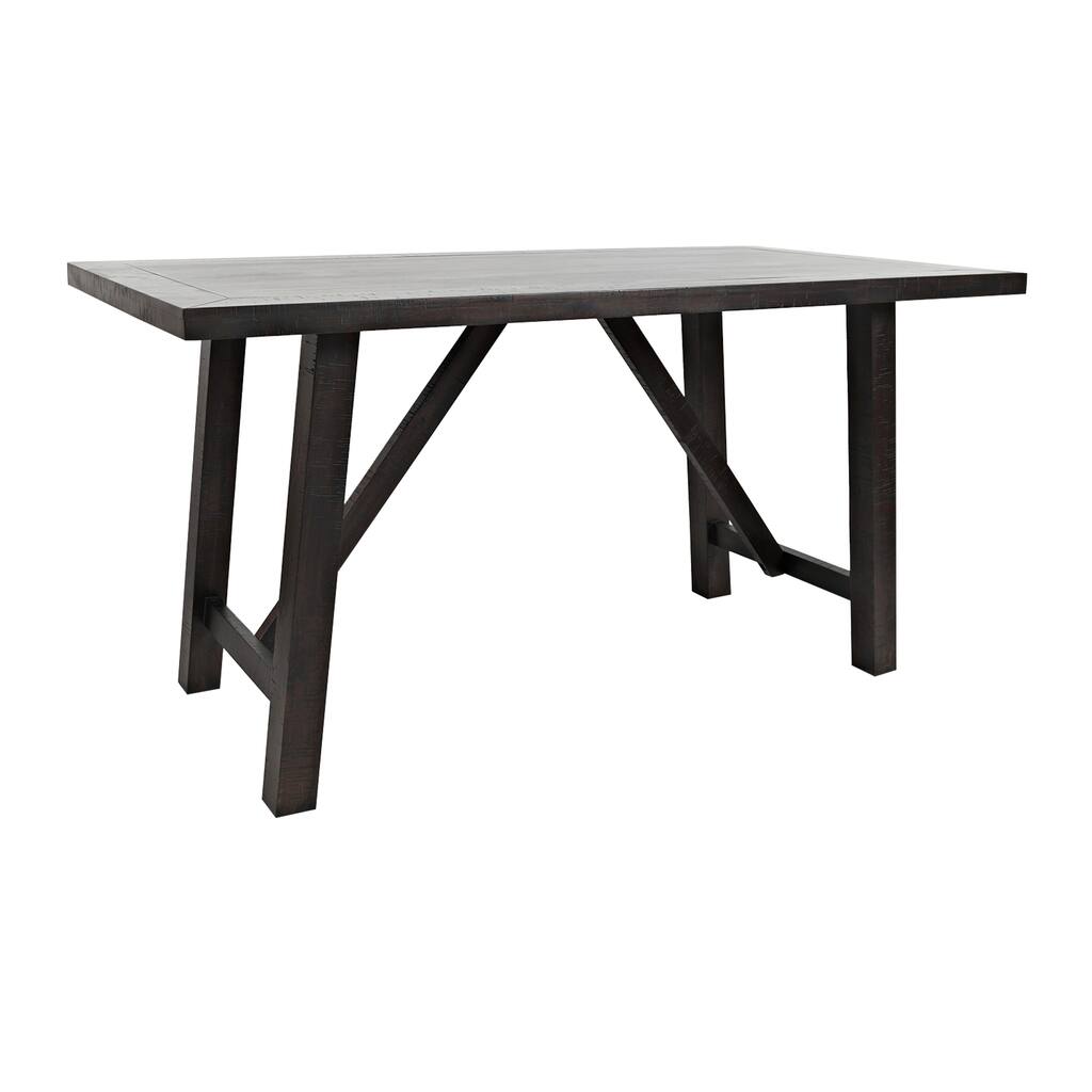 Farmhouse Style Trestle Counter Height Table with Block Legs, Gray