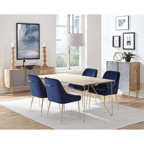 blue and gold dining room set