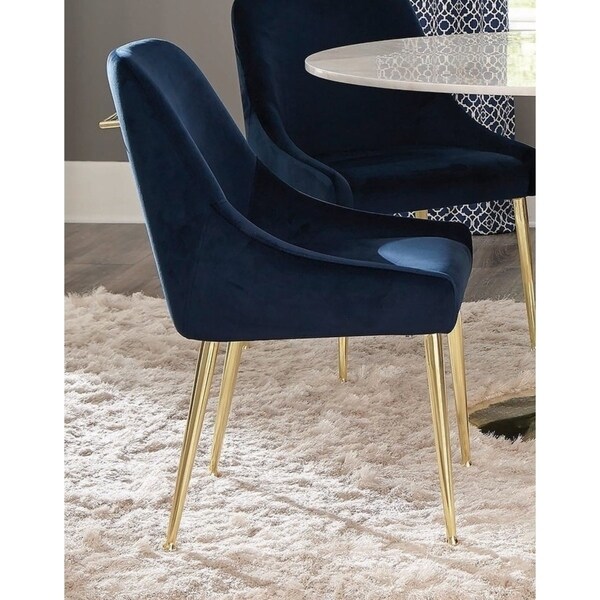 Shop Carson Carrington Madrid Blue and Gold Upholstered Dining Chairs ...
