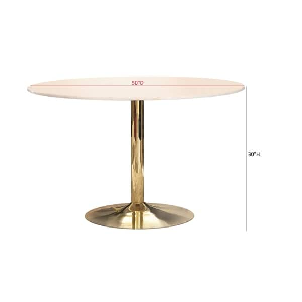 Carson Carrington Magerud White And Brass Pedestal Base Dining Table On Sale Overstock 30711619