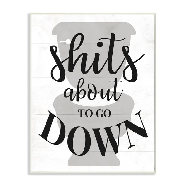 Stupell Industries About to Go Down Funny Bathroom Family Home Word Design Wood Wall Art