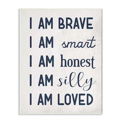 Stupell I am Loved Family Kids Word Blue Design Wood Wall Art