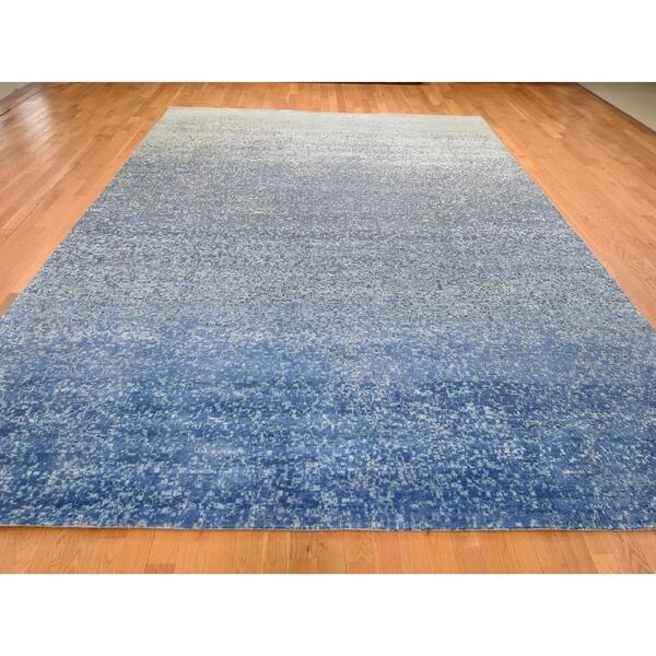 Shahbanu Rugs Pure Silk With Textured Wool Dissipating Design Shahbanu Rugs Pure Silk With