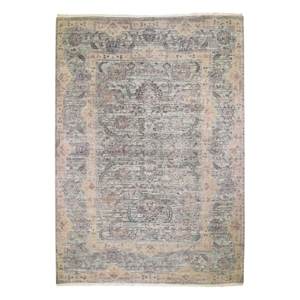 Shahbanu Rugs Light Green Pure Silk With Textured Wool Mughal Design Hand Knotted Oriental Rug 10 0 X 14 0 10 0 X 14 0 On Sale Overstock 30711900