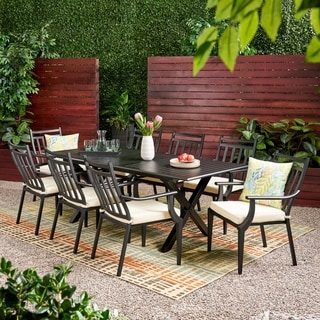 Delmar 9-piece Outdoor Dining Set with Expandable Table by Christopher Knight Home