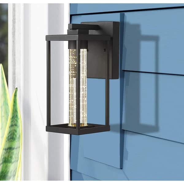 slide 2 of 5, Outdoor/Indoor Wall Sconces in Black Finish with Crystal Glass N/A