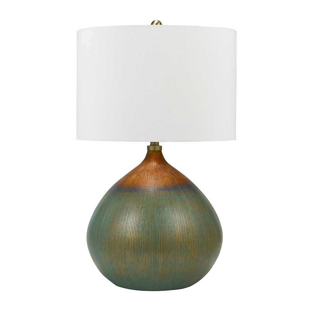navy and copper table lamp