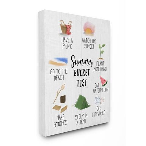 Stupell Industries Summer Bucket List Seasonal Items Food Word Design Canvas Wall Art