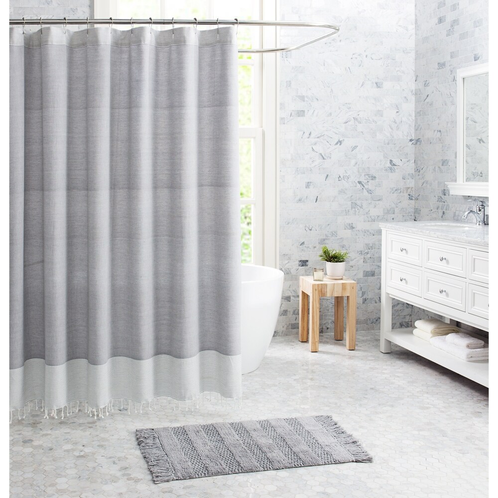 Home Garden Shower Curtains Vcny Luxury Navy Blue White Fabric