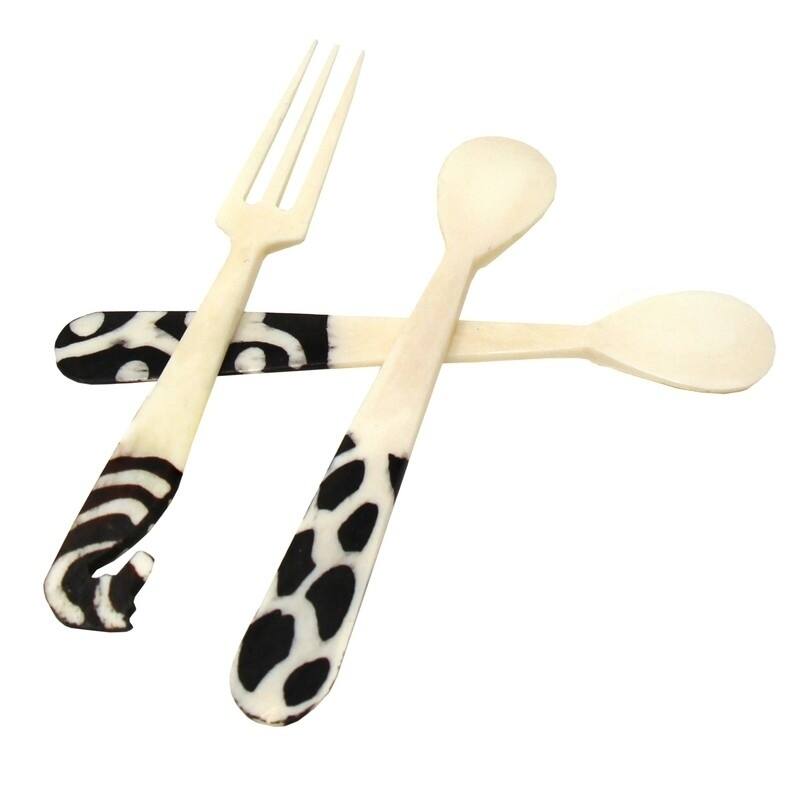 Handmade Natural Bone Batiked Appetizer Set, 3-Piece (Kenya)