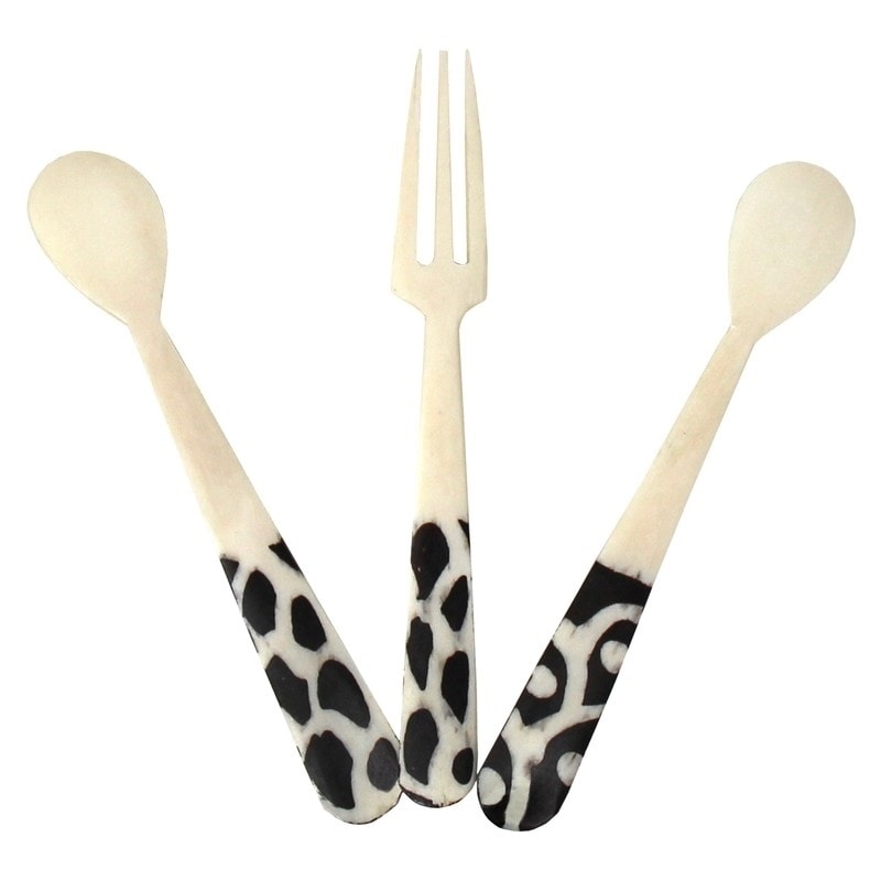 Handmade Natural Bone Batiked Appetizer Set, 3-Piece (Kenya)