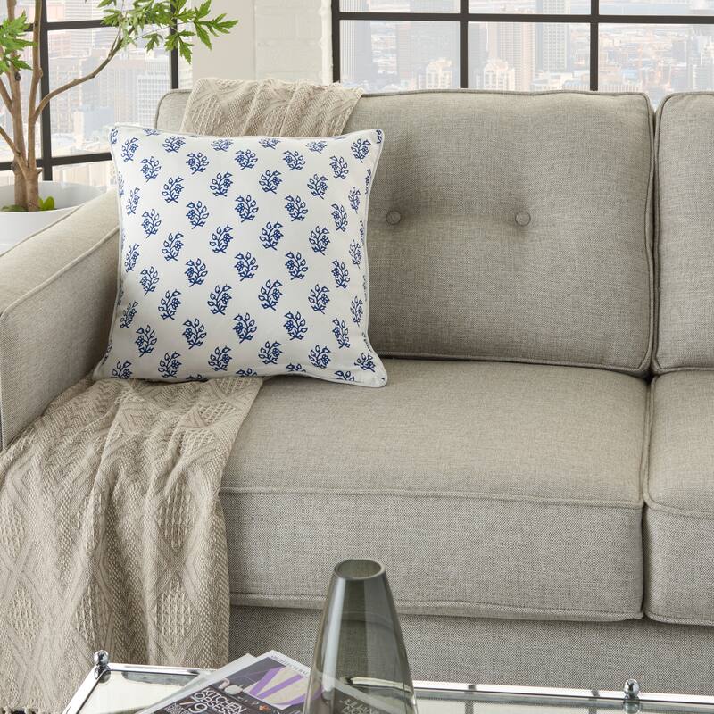 Mina Victory Life Styles Blue Throw Pillow, (18" x 18")