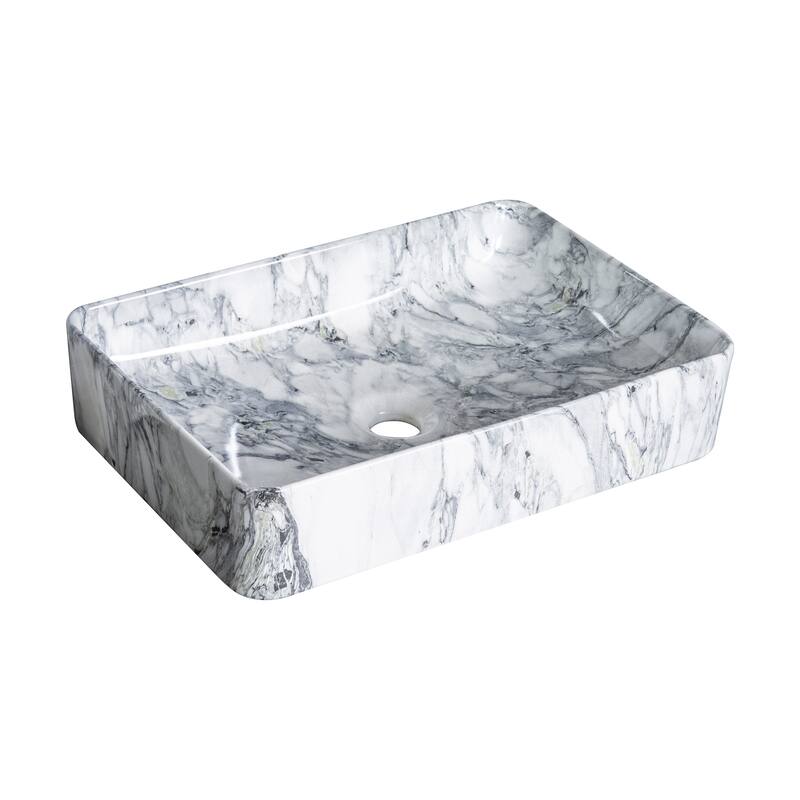 CB HOME Modern Marble Pattern Ceramic Basin Rectangle Vessel Sink