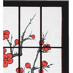 Handmade Wood and Rice Paper Cherry Blossom 84-inch Shoji Screen (China)