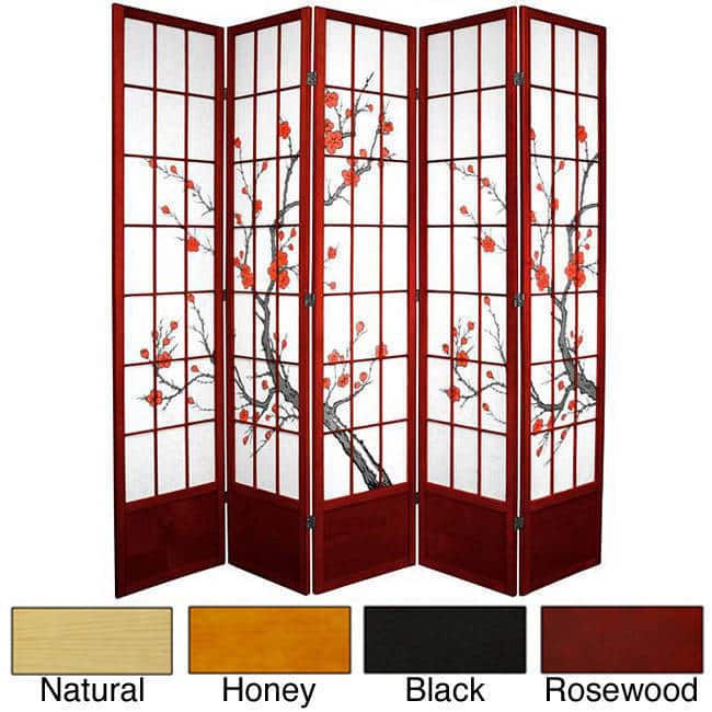 Handmade Wood and Rice Paper Cherry Blossom 84-inch Shoji Screen (China)
