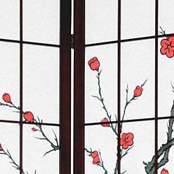 Handmade Wood and Rice Paper Cherry Blossom 84-inch Shoji Screen (China)
