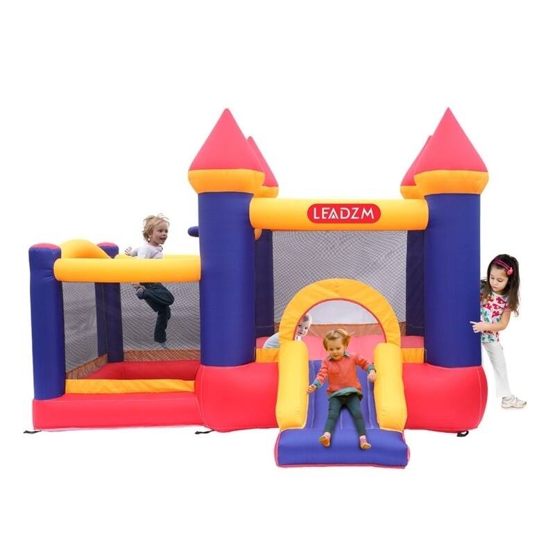 Leadzm Kids Party Inflatable Bounce House Castle Jumper Slide Mesh Walls with Carry Bag, 350W Blower, Repair Kit