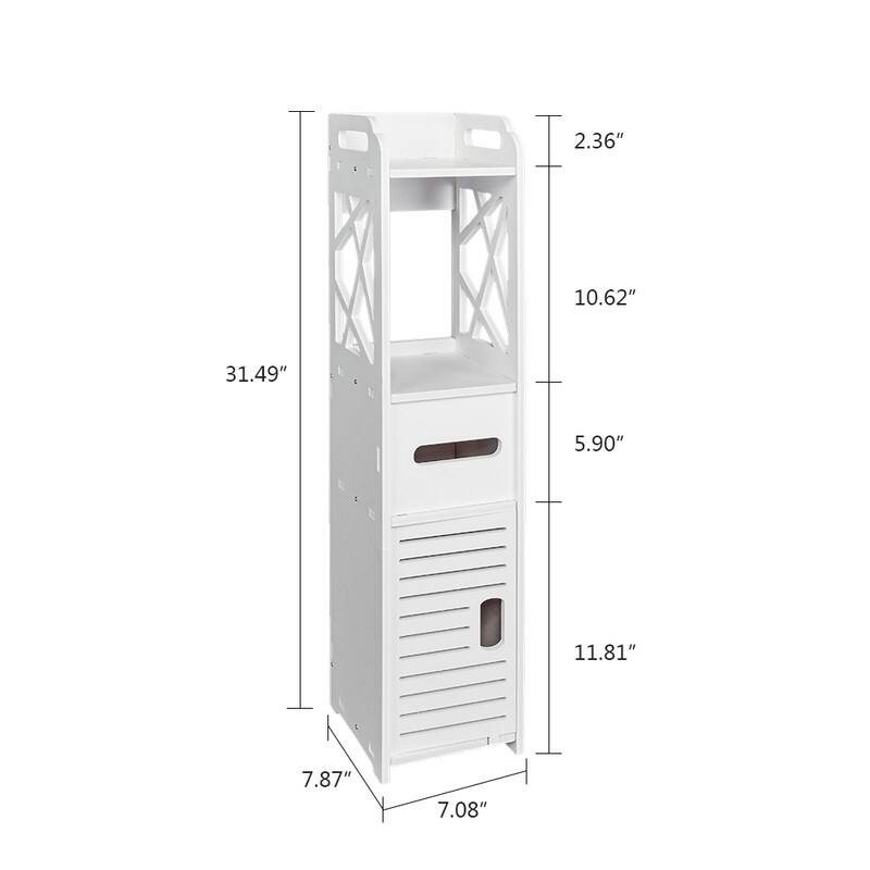 4-Tier Bathroom Standing Shelf Storage Closet Organizer Free Standing Shelves Rack Cabinet with 2 Doors