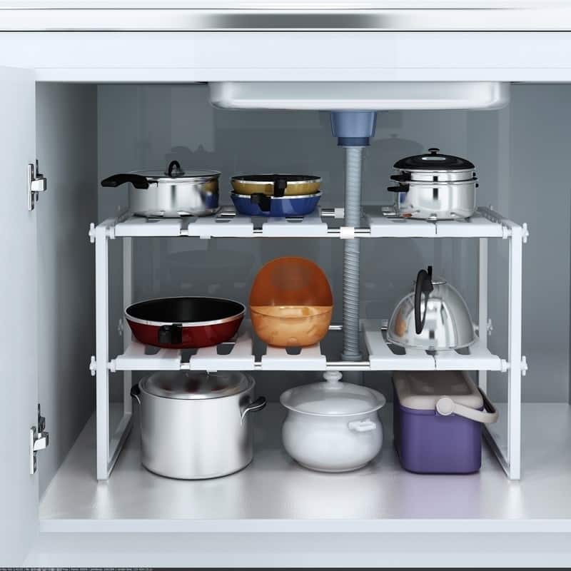 Classic Korean-style Stainless Steel Shelving Multi-functional Kitchen Sink Rack Shelf White