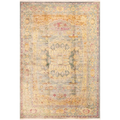 Vintage Style Traditional Floral Distressed Heat-Set Oriental Area Rug