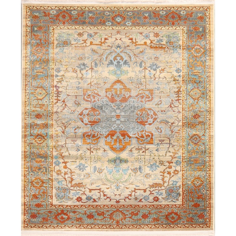 Vintage Style Traditional Geometric Distressed Heat-Set Area Rugs - 5'0" x 7'0"