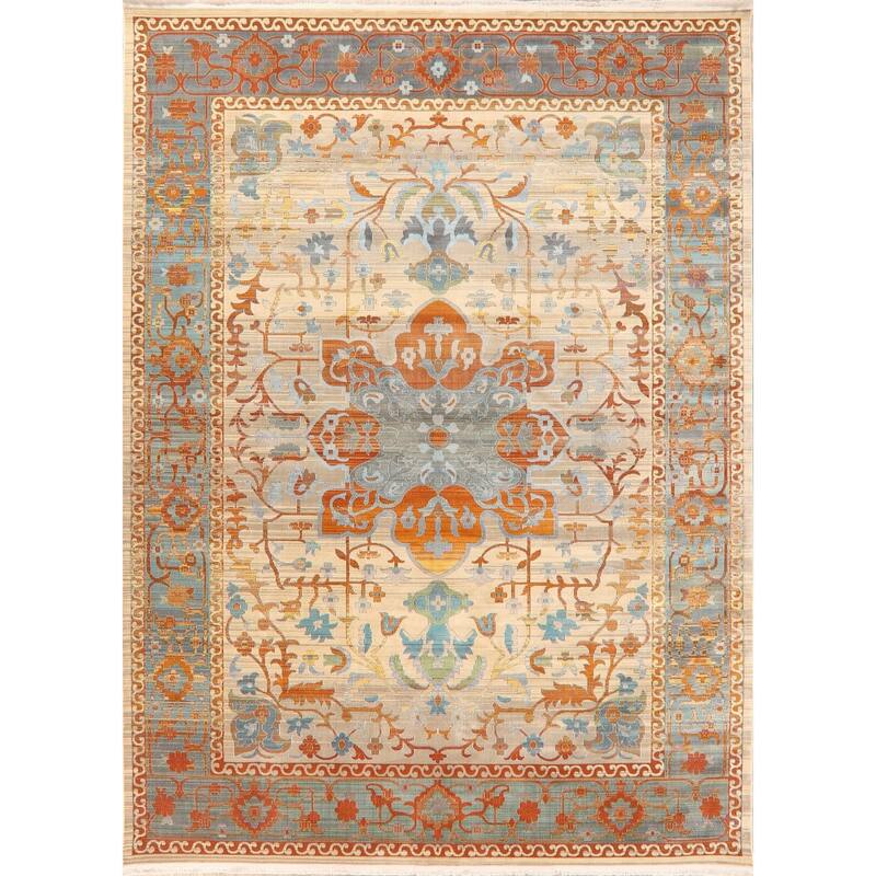 Vintage Style Traditional Geometric Distressed Heat-Set Area Rugs