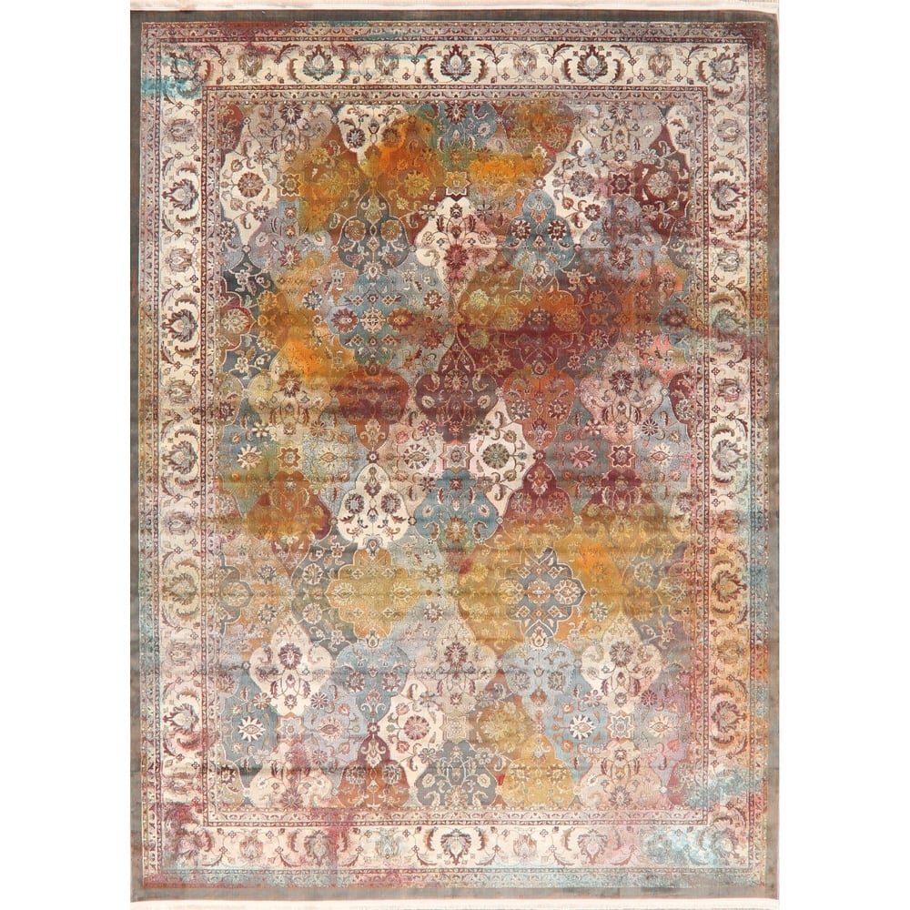 Garden Design Vintage Style Floral Distressed Heat-Set Area Rugs