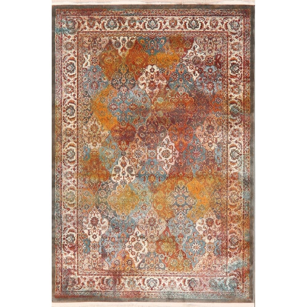 Garden Design Vintage Style Floral Distressed Heat-Set Area Rugs