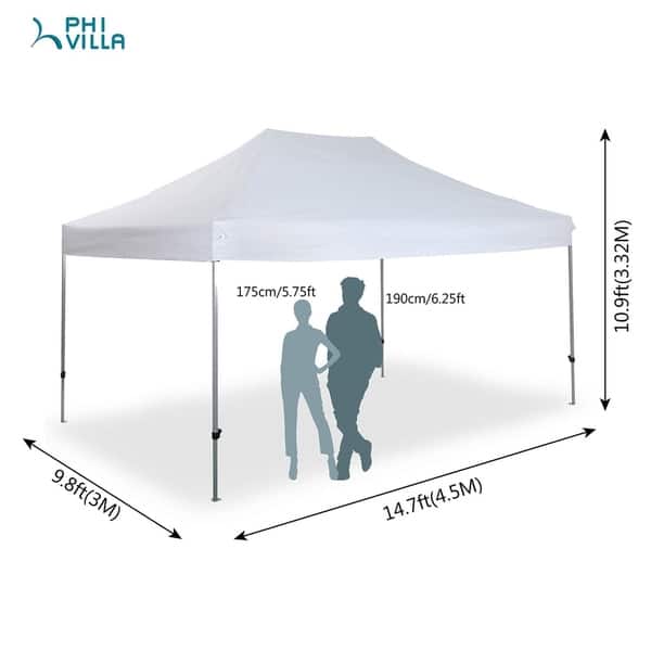 PHI VILLA 10 x 10ft Portable Pop Up Canopy Event Tent Party Tent 100 Sq Ft of Shade White 