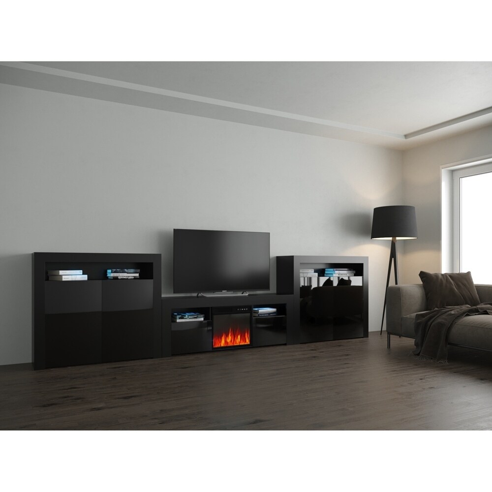 Shop Milano Set 145ef 2d 2d Electric Fireplace Modern Wall Unit