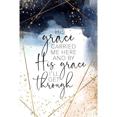 His Grace Carried Wood Plaque with Easel and Hanger 6 inches x 9 inches