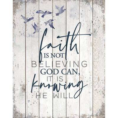 Faith Is Not Wood Plaque 11.75 inches x 15 inches
