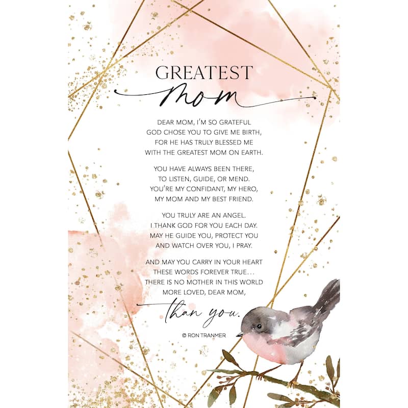 Greatest Mom Wood Plaque with Easel and Hanger 6 inches x 9 inches
