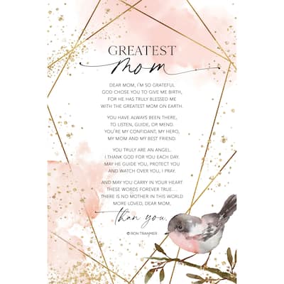 Greatest Mom Wood Plaque with Easel and Hanger 6 inches x 9 inches