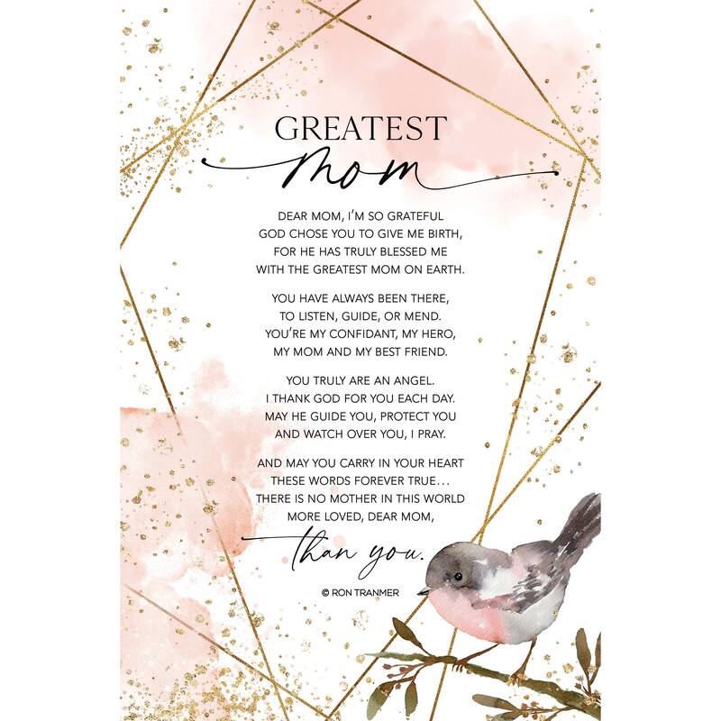 Greatest Mom Wood Plaque with Easel and Hanger 6 inches x 9 inches
