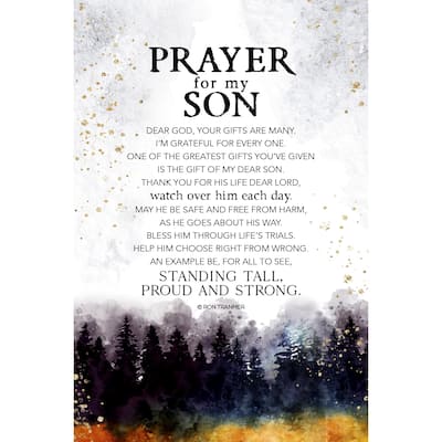 Prayer For My Son Wood Plaque with Easel and Hanger 6 inches x 9 inches