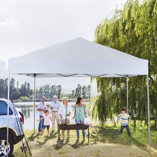 PHIVILLA 10' x 10' Pop Up Outdoor Canopy Tent Commercial Instant Reinforce Canopies with Wheeled Carry Bag, White