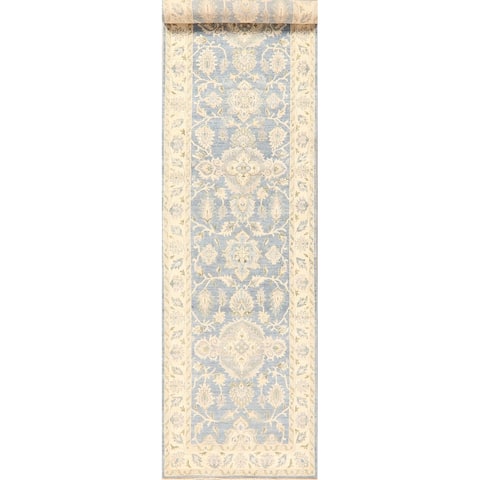 Oushak Turkish Floral Long Runner Rug Vegetable Dye Oriental Handmade - 3'7" x 16'9"