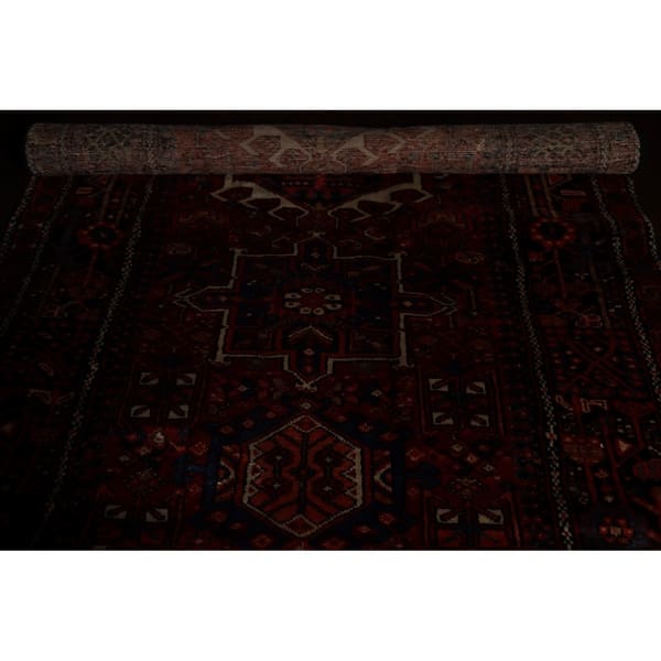 Gharajeh Persian Hand Knotted Tribal Geometric Red Long Gharajeh Persian Hand Knotted Tribal