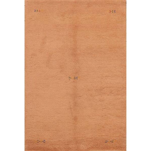 slide 1 of 17, Contemporary Peach Gabbeh Oriental Wool Area Rug Modern Handmade Foyer - 3'11" x 5'11"