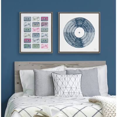 Kate and Laurel Sylvie Cassettes Framed Canvas by Statement Goods