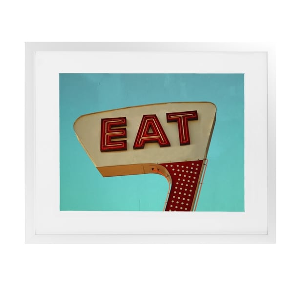 EAT White Framed Giclee Print By BomoBob