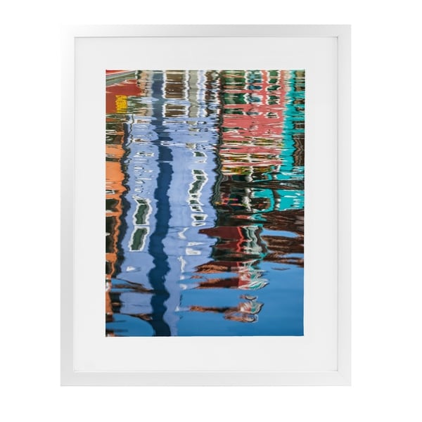 BURANO HOUSE REFLECTIONS White Framed Giclee Print By David Phillips