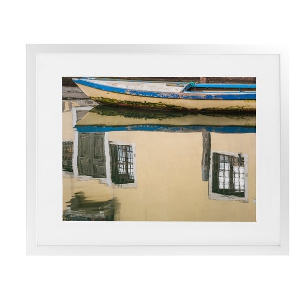 CHIOGGIA WOODEN BOAT REFLECTION White Framed Giclee Print By David Phillips