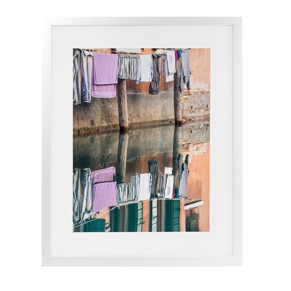 CLOTHESLINE REFLECTION VENICE White Framed Giclee Print By David Phillips