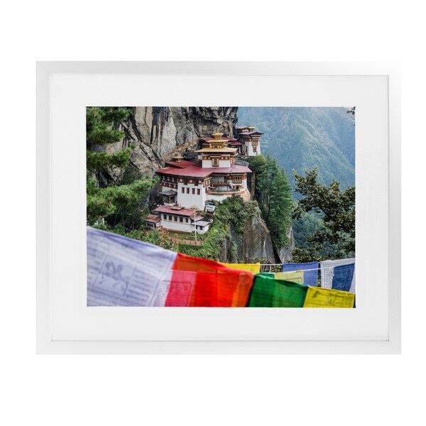 TIGER'S NEST BHUTAN White Framed Giclee Print By David Phillips