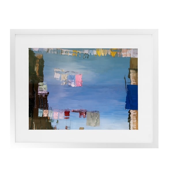 VENICE COLORFUL CLOTHESLINE REFLECTIONS White Framed Giclee Print By David Phillips